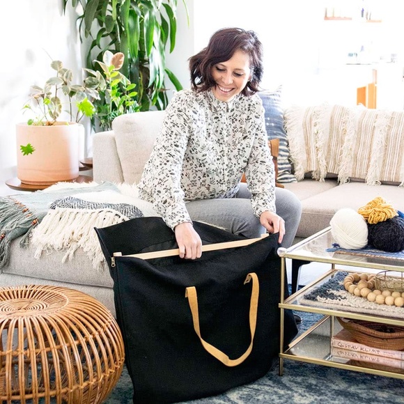 The Crafter’s Box Handbags - Portfolio Bag Black Canvas + Leather from The Crafter’s Box Ethically Made